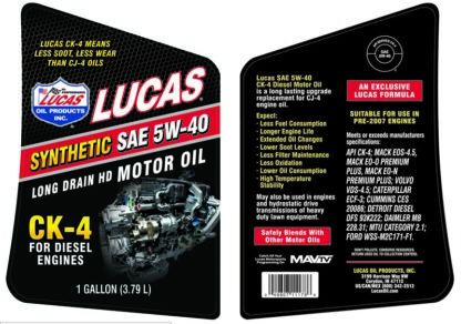 LUCAS SAE 15W-40 CK-4 TRUCK OIL/1X1/5 GALL PAIL - Image 7