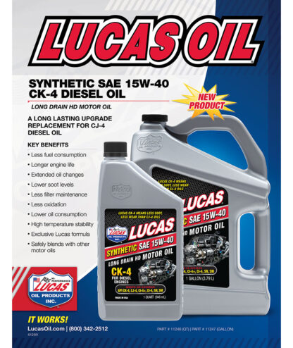 LUCAS SAE 15W-40 CK-4 TRUCK OIL/1X1/5 GALL PAIL - Image 3